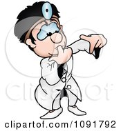 Clipart Male Doctor Sucking His Finger And Gesturing Royalty Free Vector Illustration by dero