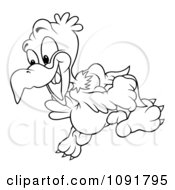Clipart Black And White Happy Eagle Royalty Free Vector Illustration