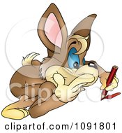 Clipart Creative Artist Rabbit Drawing Royalty Free Vector Illustration by dero