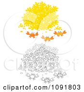 Clipart Outlined And Colored Sea Coral And Crabs Royalty Free Illustration