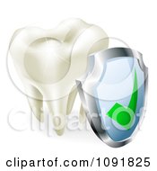 Poster, Art Print Of 3d Molar Tooth Sparkling With A Protection Shield