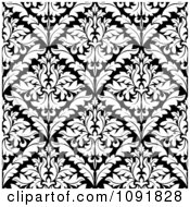 Poster, Art Print Of Black And White Triangular Damask Pattern Seamless Background 4
