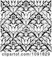 Poster, Art Print Of Black And White Triangular Damask Pattern Seamless Background 5