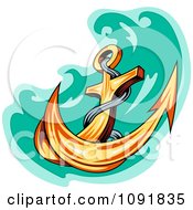 Poster, Art Print Of Plunging Gold Anchor And Green Water