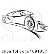 Clipart Black And White Sleek Sports Car Royalty Free Vector Illustration by Vector Tradition SM #COLLC1091837-0169