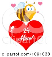 Poster, Art Print Of Bee Over A Red Be Mine Valentine Heart