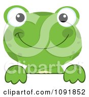 Poster, Art Print Of Green Frog Looking Over A Surface