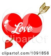 Poster, Art Print Of Cupids Arrow Through A Shiny Red Love Valentine Heart