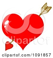 Poster, Art Print Of Cupids Arrow Through A Shiny Red Valentine Heart