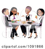 Christian Women Talking And Eating Lunch With A Bible On The Table