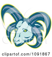 Clipart Retro Manx Loaghtan Sheep With Horns Royalty Free Vector Illustration