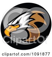 Bald Eagle Mascot Head And Gray And Black Circle