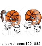 Poster, Art Print Of Male And Female Brawling Basketballs