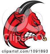 Clipart Angry Red Bull Head With A Ring Royalty Free Vector Illustration