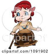 Clipart Senior Granny Woman Using A Cane Royalty Free Vector Illustration