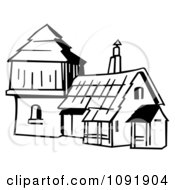 Clipart Outline Of An Old Fashioned House Royalty Free Vector Illustration