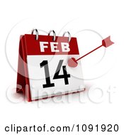 Poster, Art Print Of 3d Cupids Arrow On A Valentines Day Feb 14 Desk Calendar