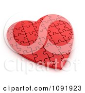 3d Completed Red Puzzle Heart