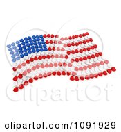 Poster, Art Print Of 3d Wavy American Flag Made Of Blue White And Red Hearts