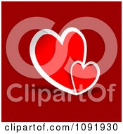 Poster, Art Print Of Two Hearts Over A Red Pattern