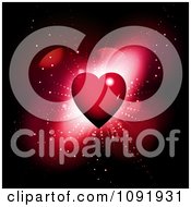 Poster, Art Print Of 3d Red Heart Burst With Flares On Black