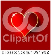 Poster, Art Print Of 3d Red Heart With Gold Trim And A Light Flare