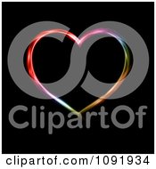 Poster, Art Print Of Neon Colored Heart On Black