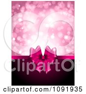 Poster, Art Print Of 3d Pink Valentines Day Gift Ribbon With Copyspace And Pink Sparkles
