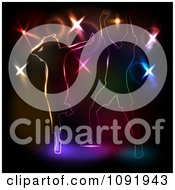 Poster, Art Print Of Two People Dancing Against Colorful Disco Lights On Black