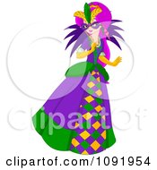 Poster, Art Print Of Mardi Gras Woman Holding A Mask Over Her Face