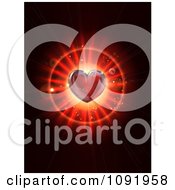 Poster, Art Print Of 3d Red Heart Over A Burst On Black