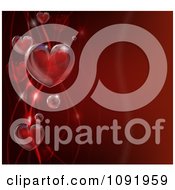 Poster, Art Print Of 3d Bubble Hearts And Waves On Red