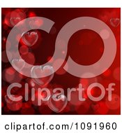 Clipart Floating Bubbles And 3d Hearts On Red Royalty Free Vector Illustration by AtStockIllustration