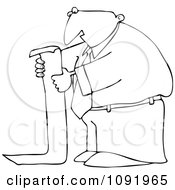 Outlined Businessman Reading A Long To Do List