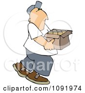 Clipart Man Carrying A Box Of Cans For Recycling Royalty Free Vector Illustration by djart