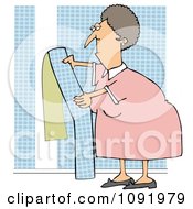 Clipart House Wife Hanging Blue Wallpaper Royalty Free Illustration