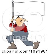 Man Shouting And Carrying A Flag