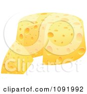 Poster, Art Print Of 3d Round Cheese And Wedge