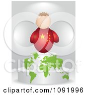 3d Chinese Flag Person On An Atlas Podium