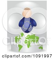 3d European Flag Person On An Atlas Podium