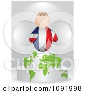 Poster, Art Print Of 3d French Flag Person On An Atlas Podium