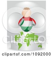 Poster, Art Print Of 3d Hungarian Flag Person On An Atlas Podium
