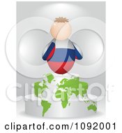 Clipart 3d Russian Flag Person On An Atlas Podium Royalty Free Vector Illustration