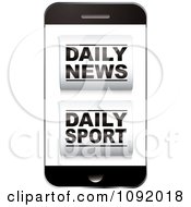 Poster, Art Print Of 3d Smart Phone With Daily News And Daily Sport Icons On The Screen