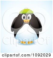 3d Chubby Penguin Wearing A Green Hat