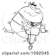 Clipart Outlined Bulldog Vibrating With A Jackhammer Royalty Free Vector Illustration by Hit Toon