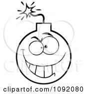 Clipart Outlined Evil Bomb Character Royalty Free Vector Illustration
