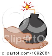 Clipart Dark Skinned Terrorist Hand Holding A Bomb Royalty Free Vector Illustration