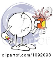 Clipart Moodie Character Opening A Can Of Worms Royalty Free Vector Illustration