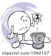 Poster, Art Print Of Sad Moodie Character Putting A Drop In The Bucket